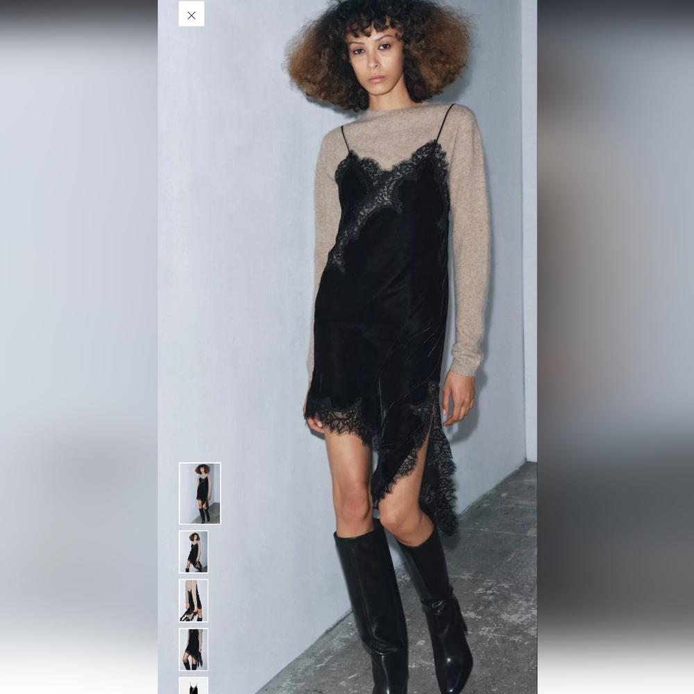 Zara Black Velvet Asymmetrical Dress